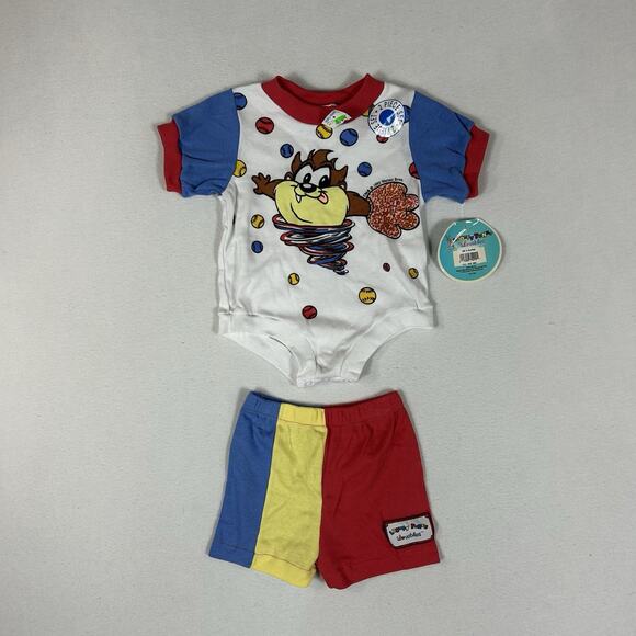 Vintage NEW 90's Looney Tunes Taz 2 Piece Set Baby 18 Months Pajama Gerber NWT